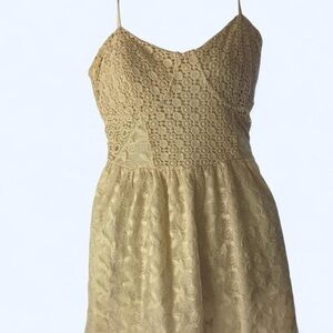 Cream lace spaghetti strap babydoll dress with s Pinky